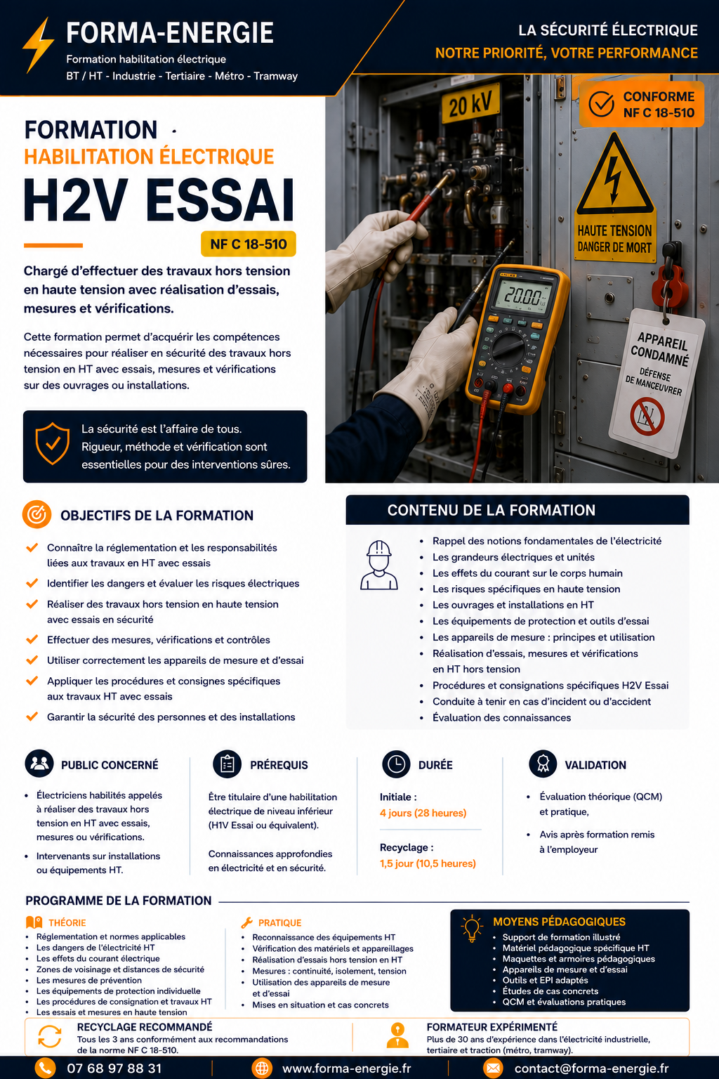 Fiche formation habilitation électrique H2V Essai Forma-Energie